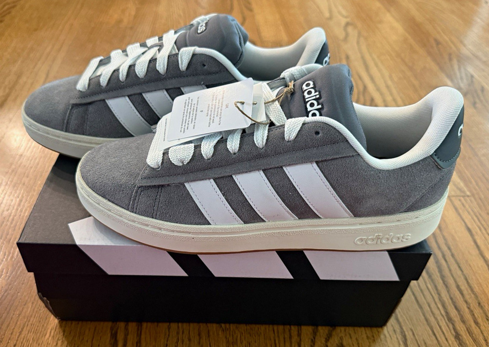 adidas Grand Court Alpha 00s - Men's Size 10 Low-Top Suede Sneakers Gray/White